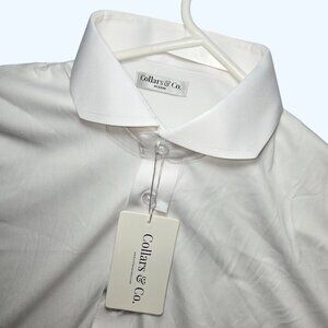 Collars and Co Polo Shirt NEW Mens Medium Solid White Short Sleeve Lightweight